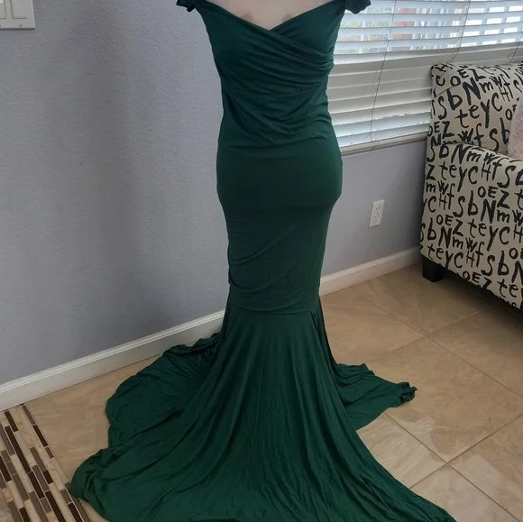 Green teal evening/maternity dress size large - Picture 2 of 9